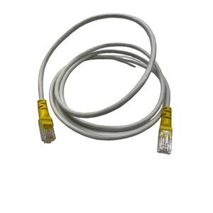 59" Ethernet Cable Cat5e White W/ Yellow Connectors - High-Speed Networking A509